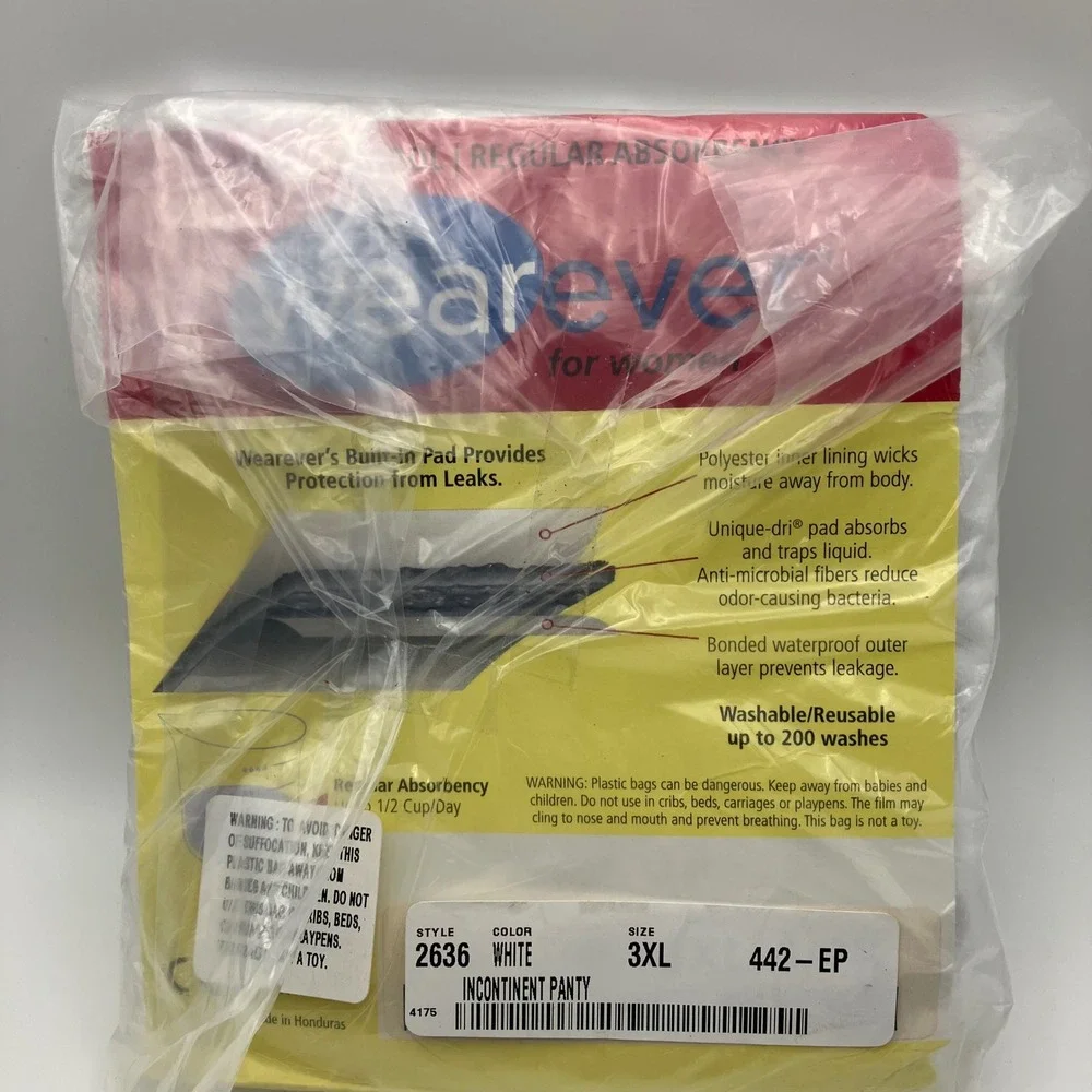 Wearever Premium Washable Reusable Leak Control Underwear Panty 3XL Incontinence